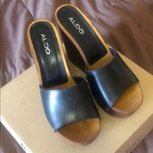 Aldo Black Wooden Wedges never worn!